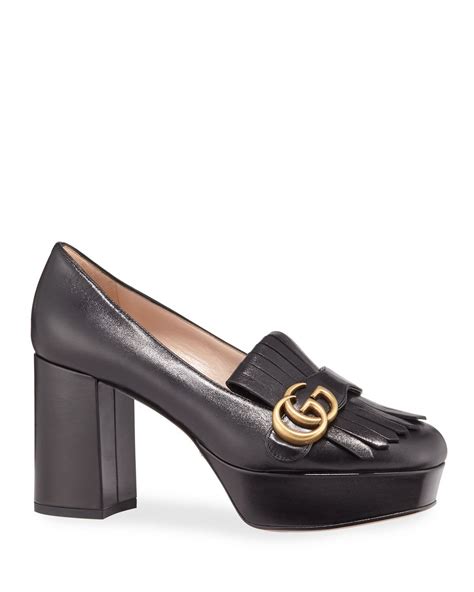 gucci marmont kiltie platform pumps|Women's pump with beaded fringe in grey satin .